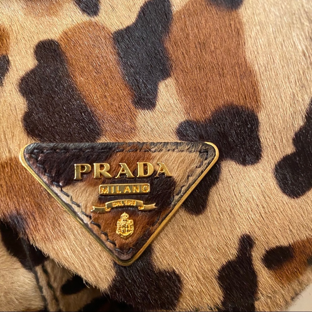 Prada vintage leopard dyed calf fur tote satchel - Picture 9 of 13